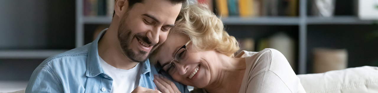 Mother and son hugging