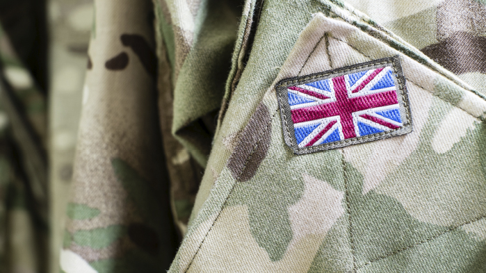 British military army clothing with British flag