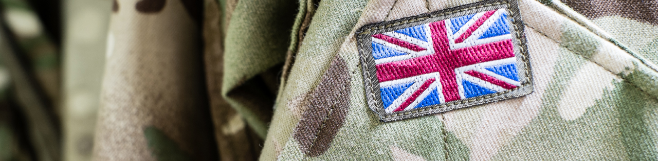 British military army clothing with British flag