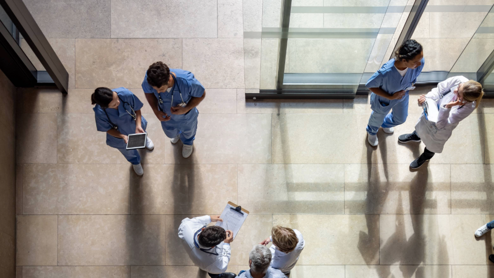 people and doctors in a hospital