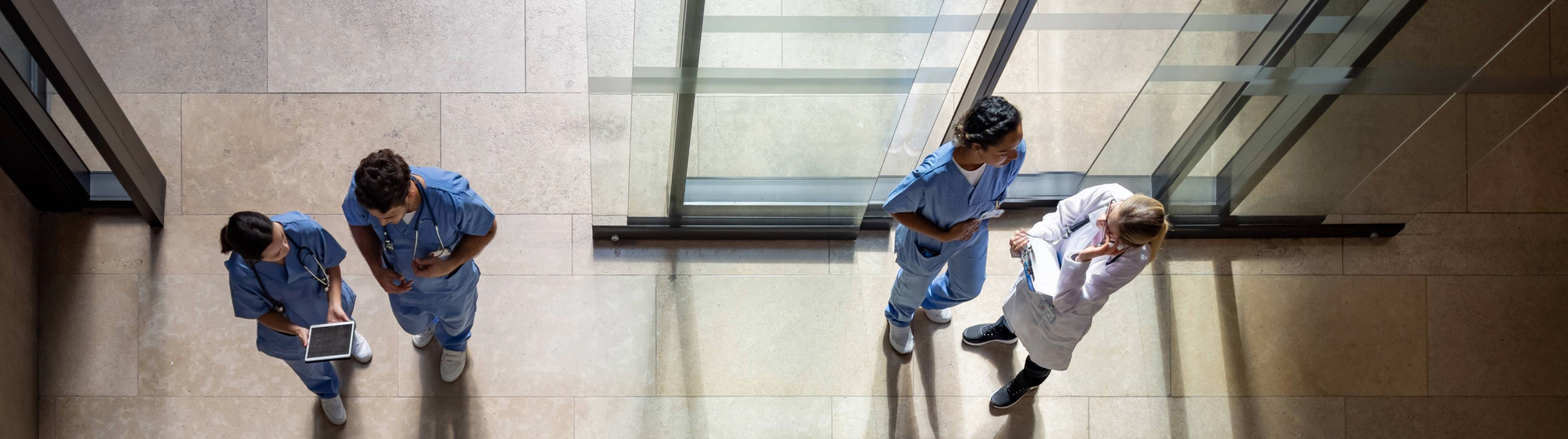 People and doctors in a hospital